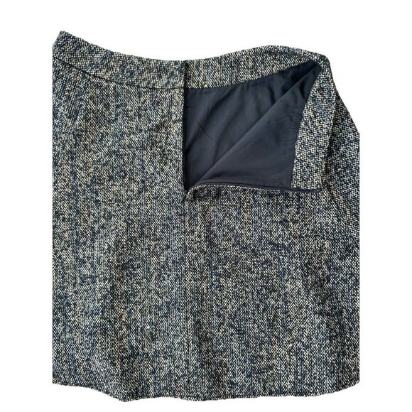 Ann Taylor Wool Blend Mini Skirt Womens Size 10 Navy Blue/Cream/White Tweed Fall - Picture 7 of 7